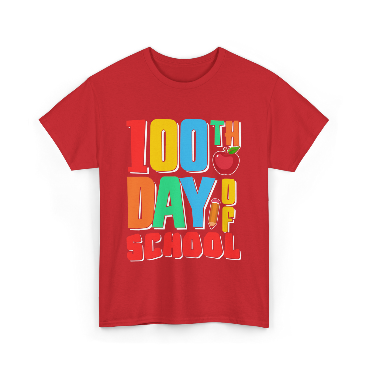 100th Day of School Education Students T-Shirt - Red