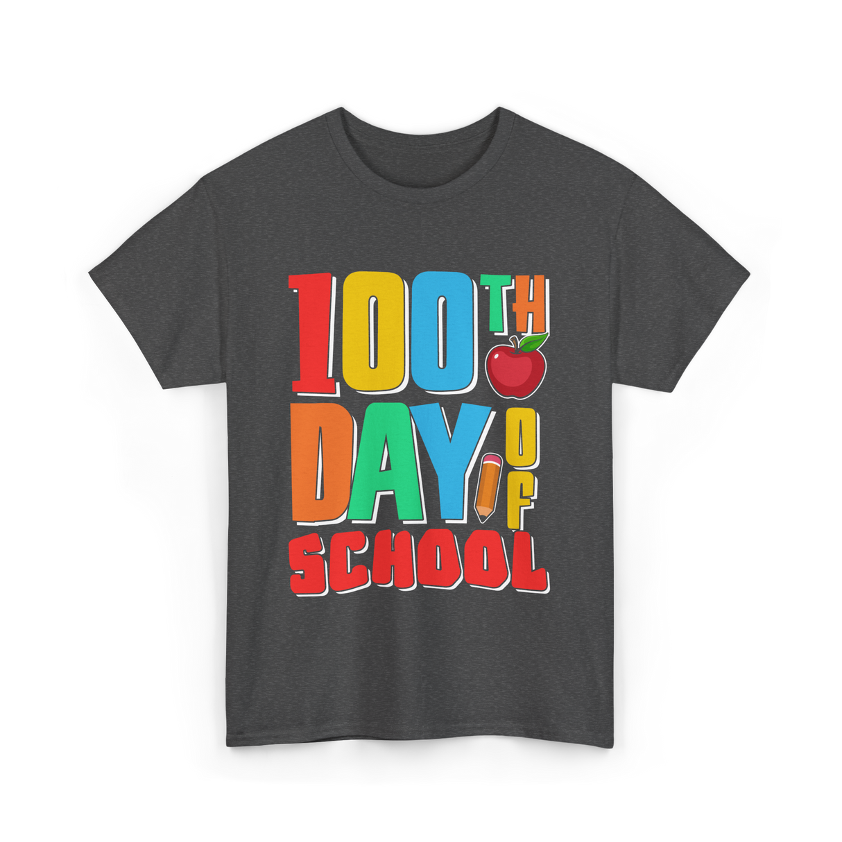 100th Day of School Education Students T-Shirt - Dark Heather