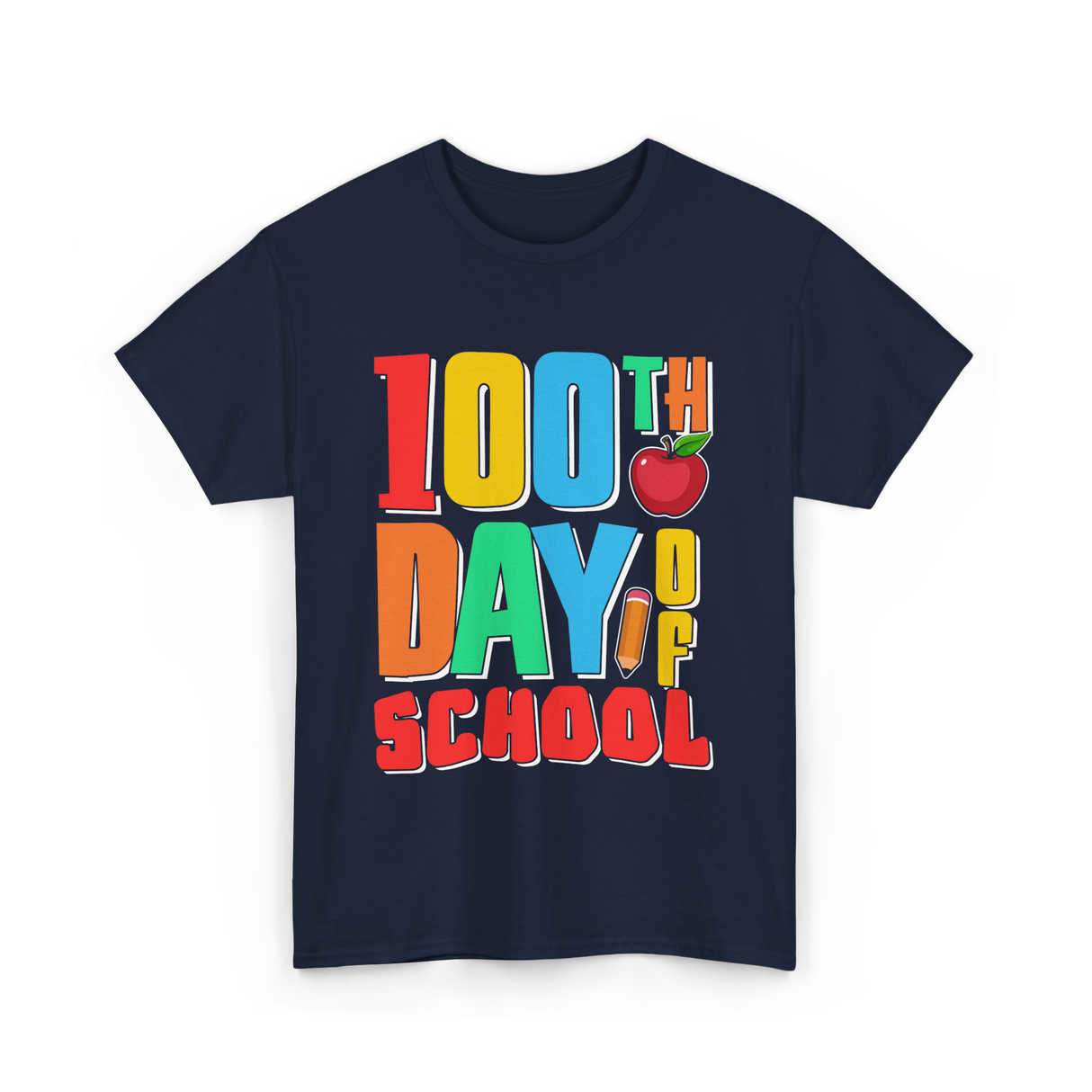 100th Day of School Education Students T-Shirt - Navy