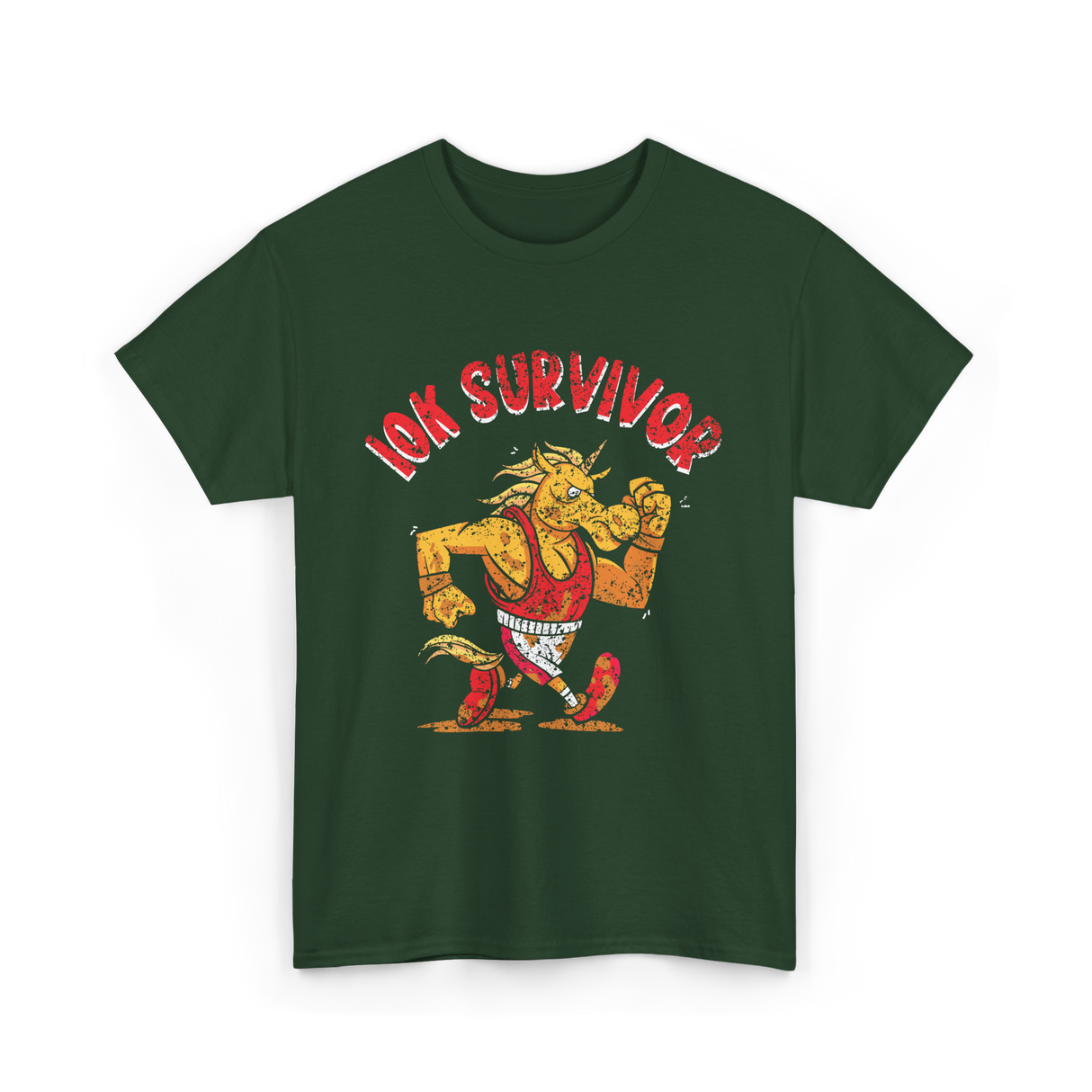 10K Survivor Running Runner Race T-Shirt - Forest Green