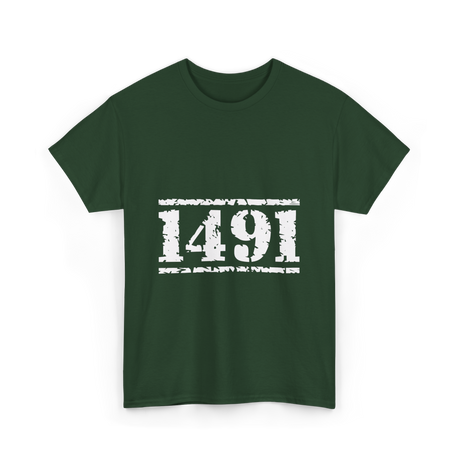 1491 Indigenous Awareness History T-Shirt - Forest Green