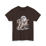 3 Horses Howling Moon Equestrian T-Shirt - Dark Chocolate