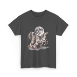 3 Horses Howling Moon Equestrian T-Shirt - Dark Heather