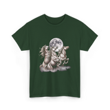 3 Horses Howling Moon Equestrian T-Shirt - Forest Green