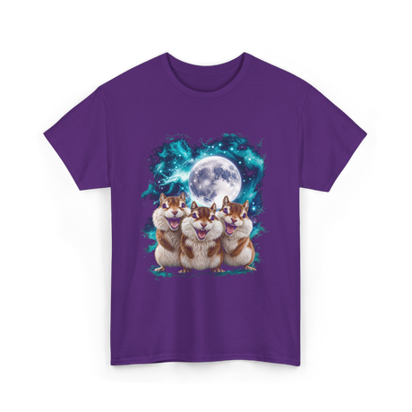 3 Squirrel Moon Squirrel Art T-Shirt - Purple