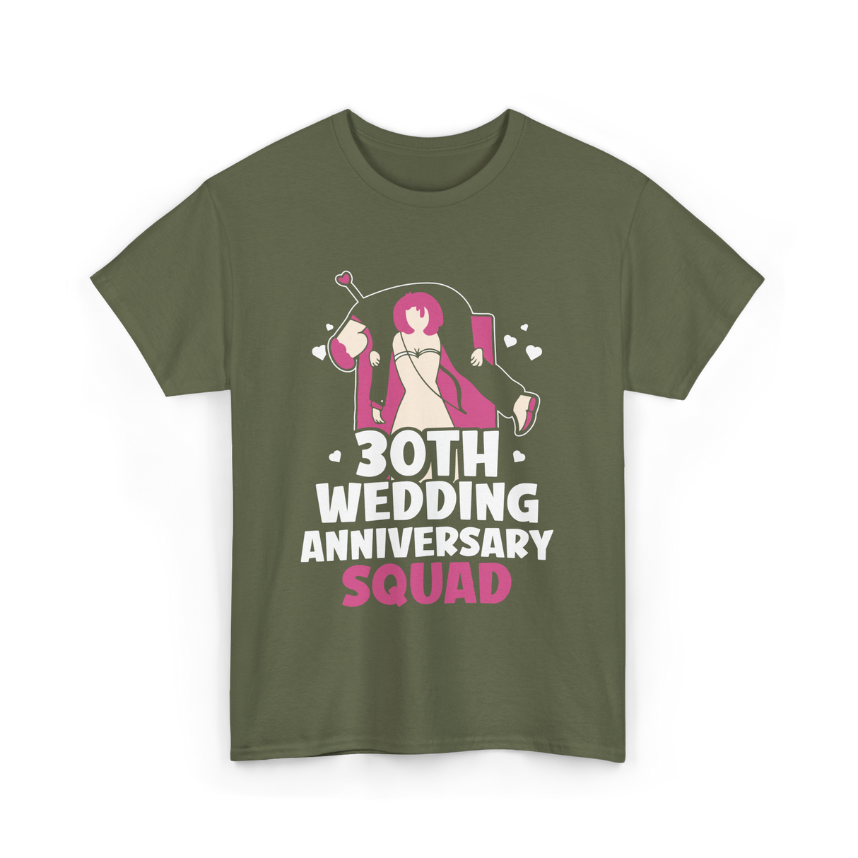 30th Wedding Anniversary Squad Anniversary T-Shirt - Military Green