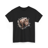 3D Rhino African Safari Rhinoceros T-Shirt - Black