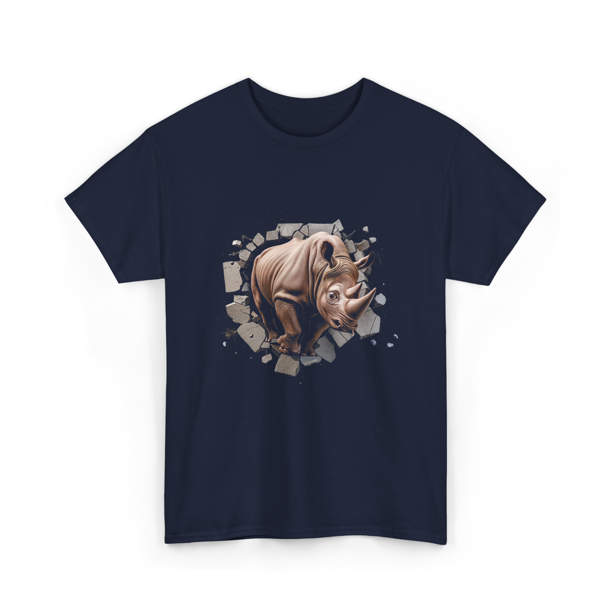 3D Rhino African Safari Rhinoceros T-Shirt - Navy