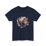 3D Rhino African Safari Rhinoceros T-Shirt - Navy