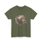 3D Rhino African Safari Rhinoceros T-Shirt - Military Green