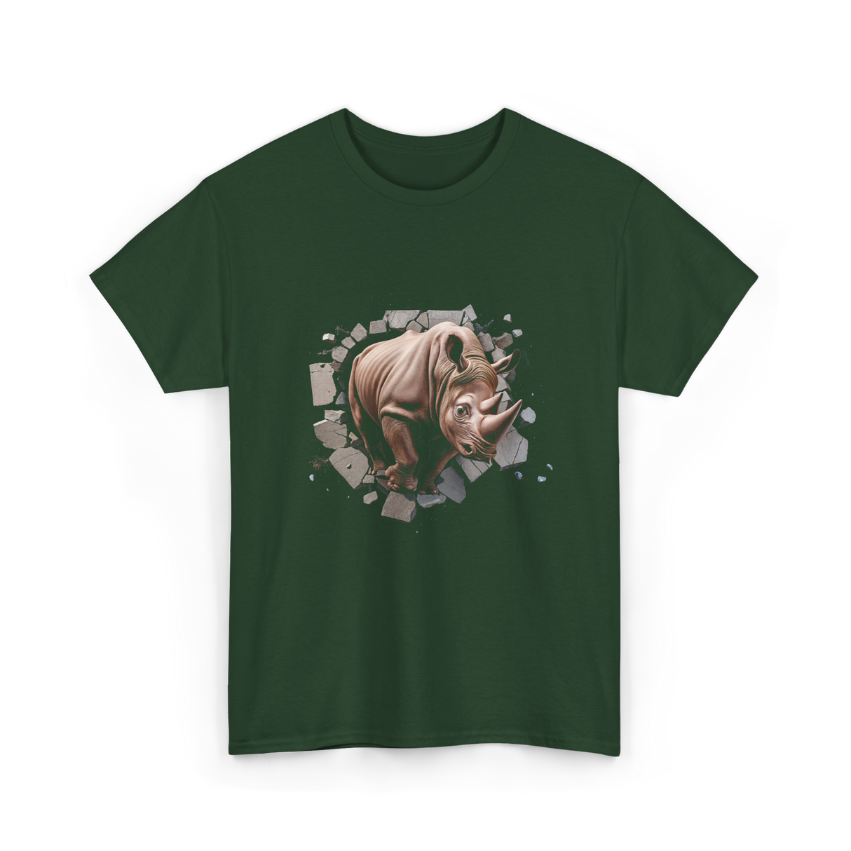 3D Rhino African Safari Rhinoceros T-Shirt - Forest Green