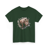 3D Rhino African Safari Rhinoceros T-Shirt - Forest Green