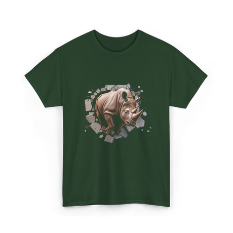 3D Rhino African Safari Rhinoceros T-Shirt - Forest Green