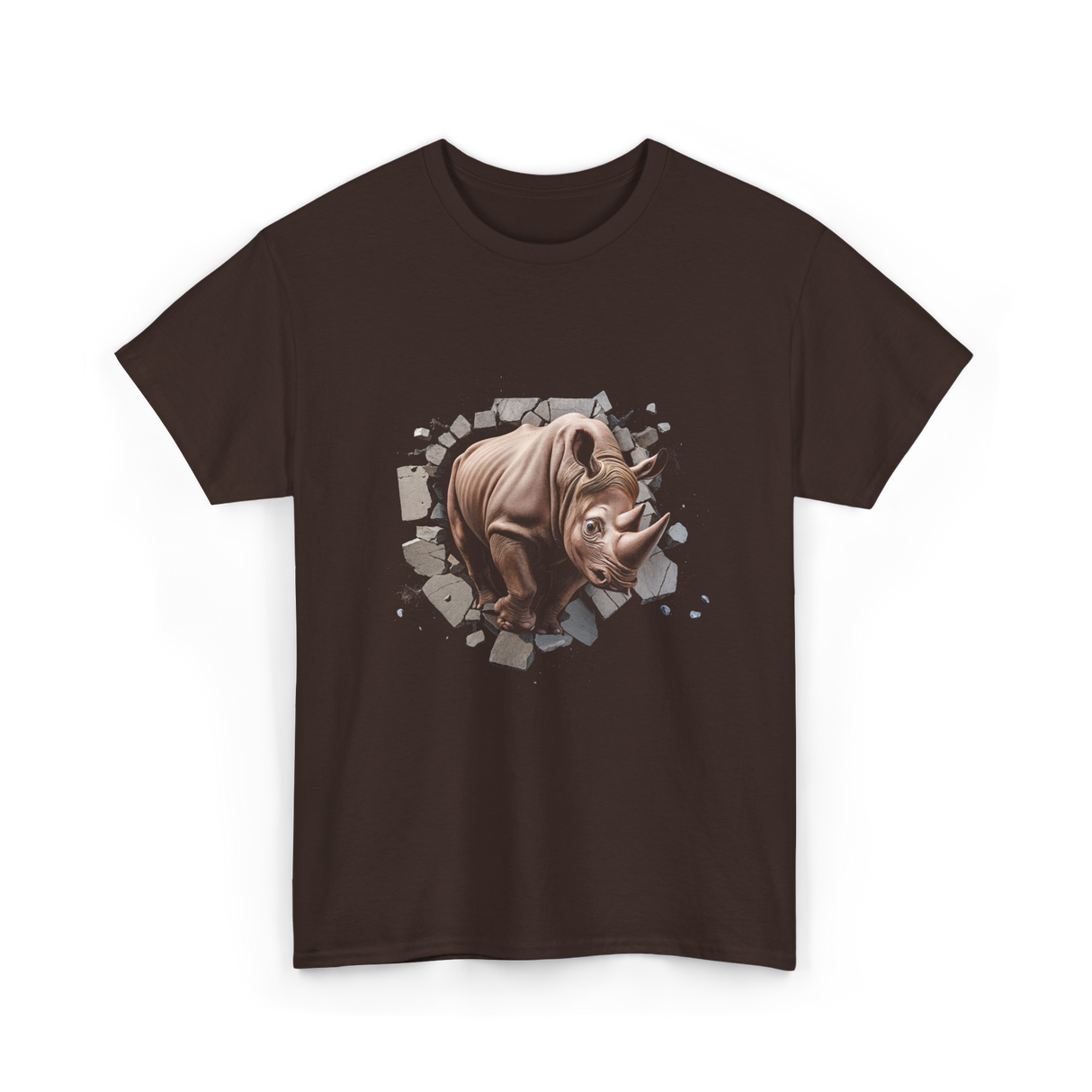 3D Rhino African Safari Rhinoceros T-Shirt - Dark Chocolate