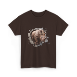 3D Rhino African Safari Rhinoceros T-Shirt - Dark Chocolate