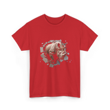 3D Rhino African Safari Rhinoceros T-Shirt - Red