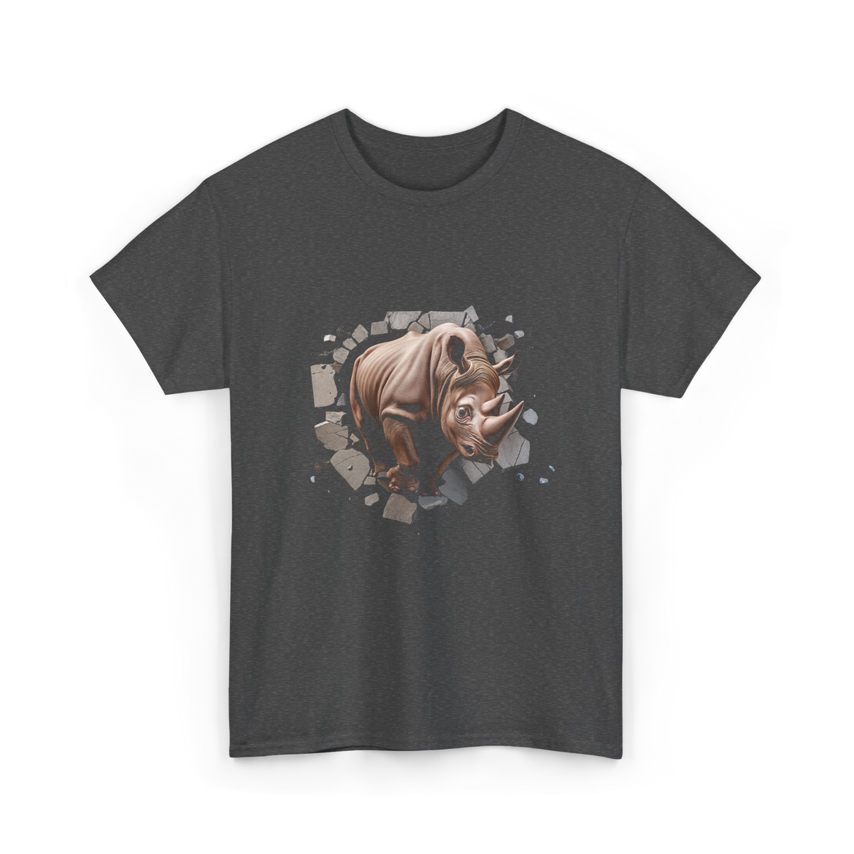 3D Rhino African Safari Rhinoceros T-Shirt - Dark Heather