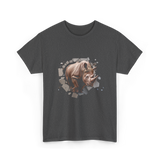 3D Rhino African Safari Rhinoceros T-Shirt - Dark Heather