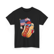 4th of July Hotdog USA Flag T-Shirt - Black