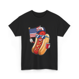 4th of July Hotdog USA Flag T-Shirt - Black