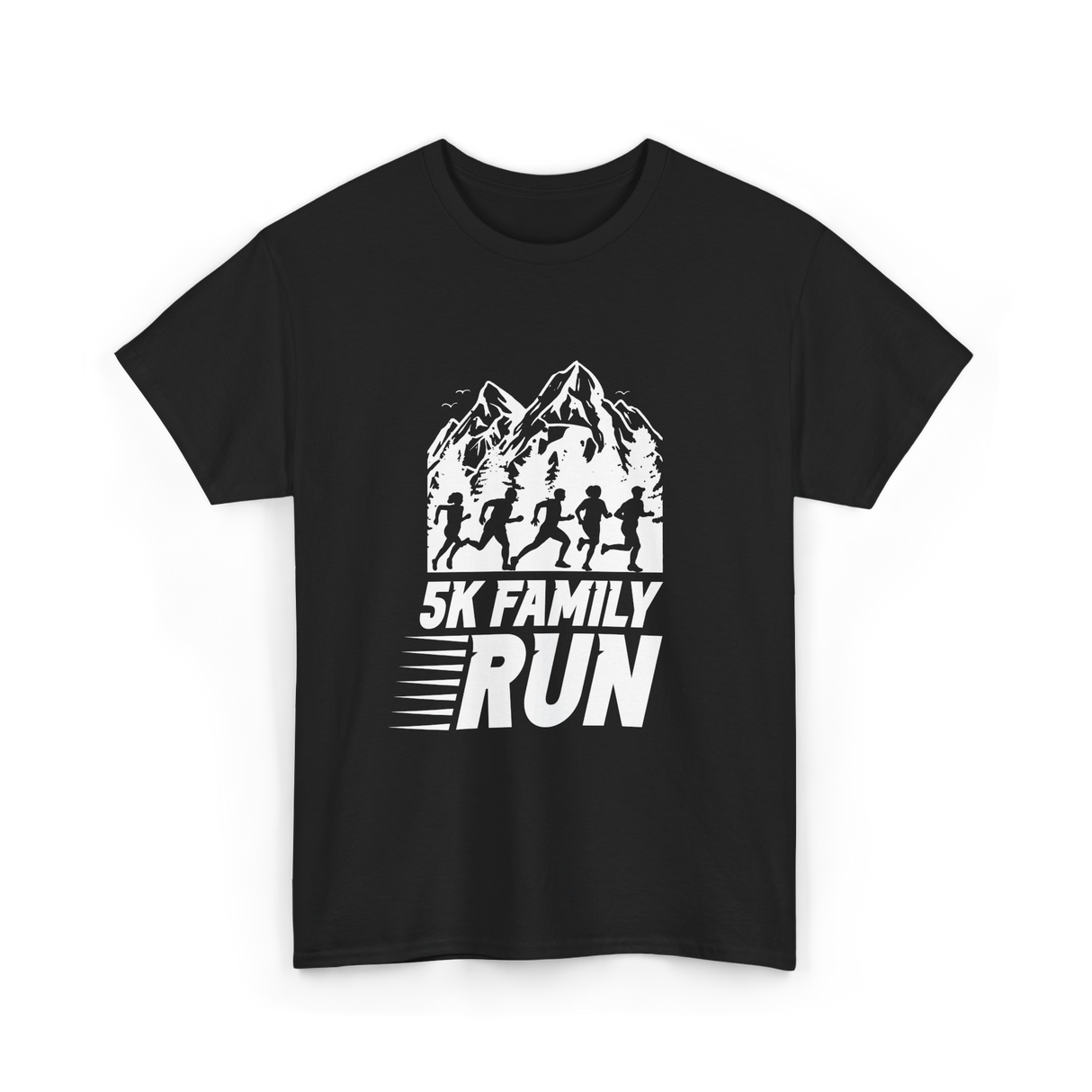 5K Family Run Running Runners T-Shirt - Black