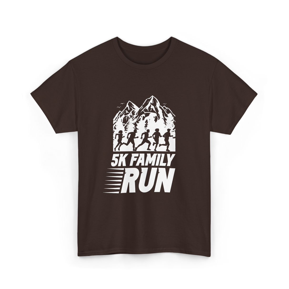 5K Family Run Running Runners T-Shirt - Dark Chocolate