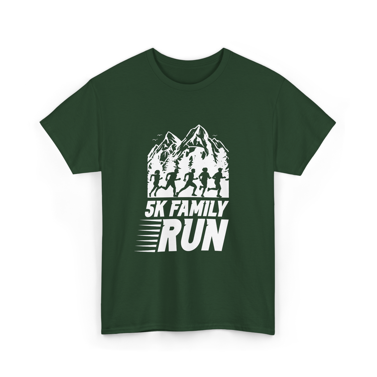 5K Family Run Running Runners T-Shirt - Forest Green