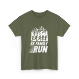 5K Family Run Running Runners T-Shirt - Military Green