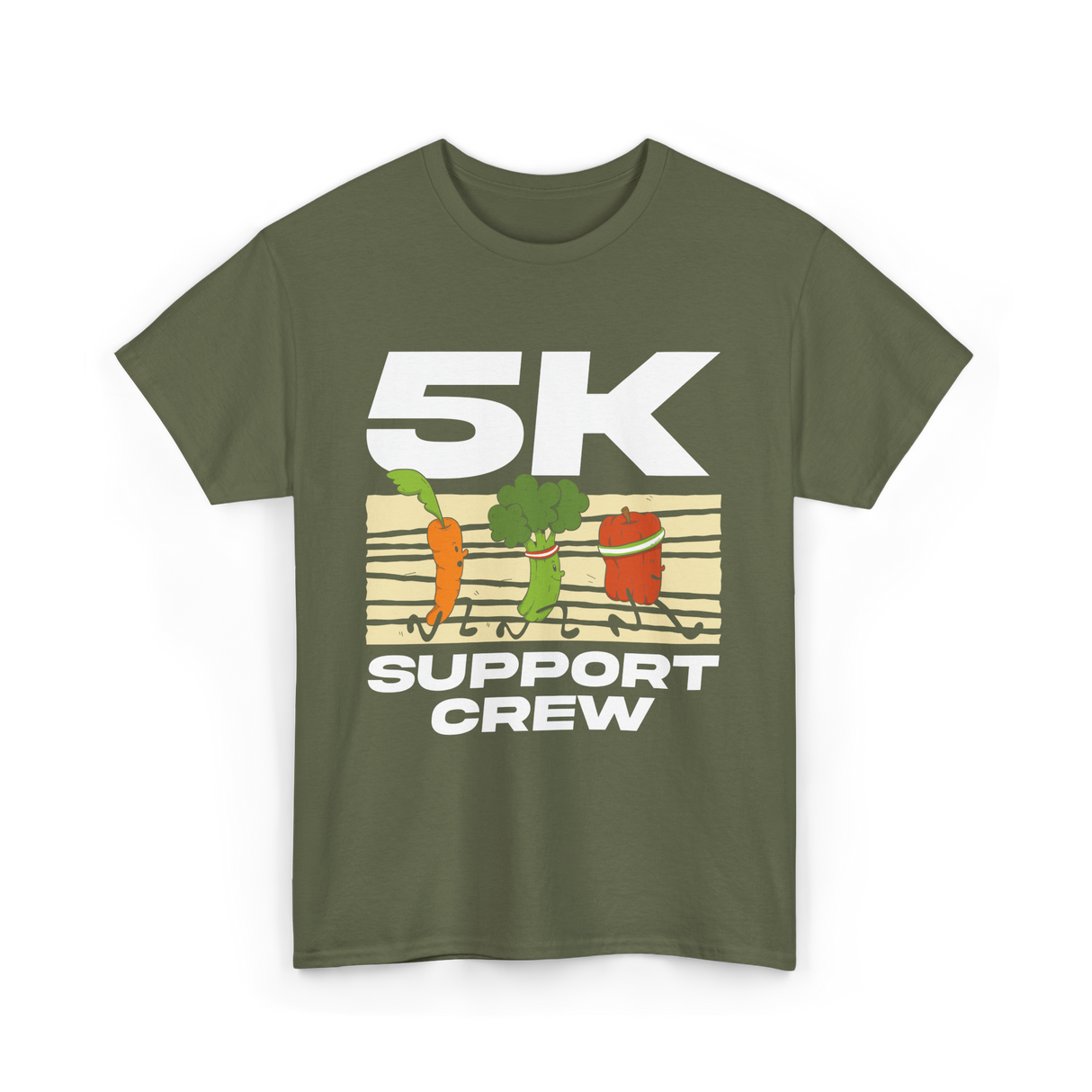 5K Support Crew Running T-Shirt - Military Green