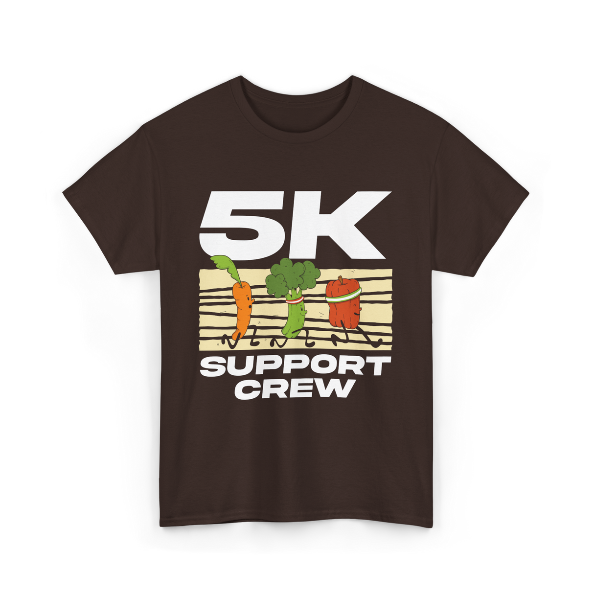 5K Support Crew Running T-Shirt - Dark Chocolate