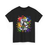 5th Birthday Colorful Splash Birthday T-Shirt - Black