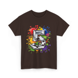 5th Birthday Colorful Splash Birthday T-Shirt - Dark Chocolate