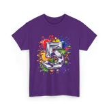 5th Birthday Colorful Splash Birthday T-Shirt - Purple