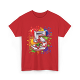 5th Birthday Colorful Splash Birthday T-Shirt - Red