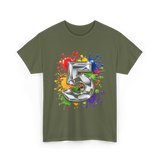 5th Birthday Colorful Splash Birthday T-Shirt - Military Green