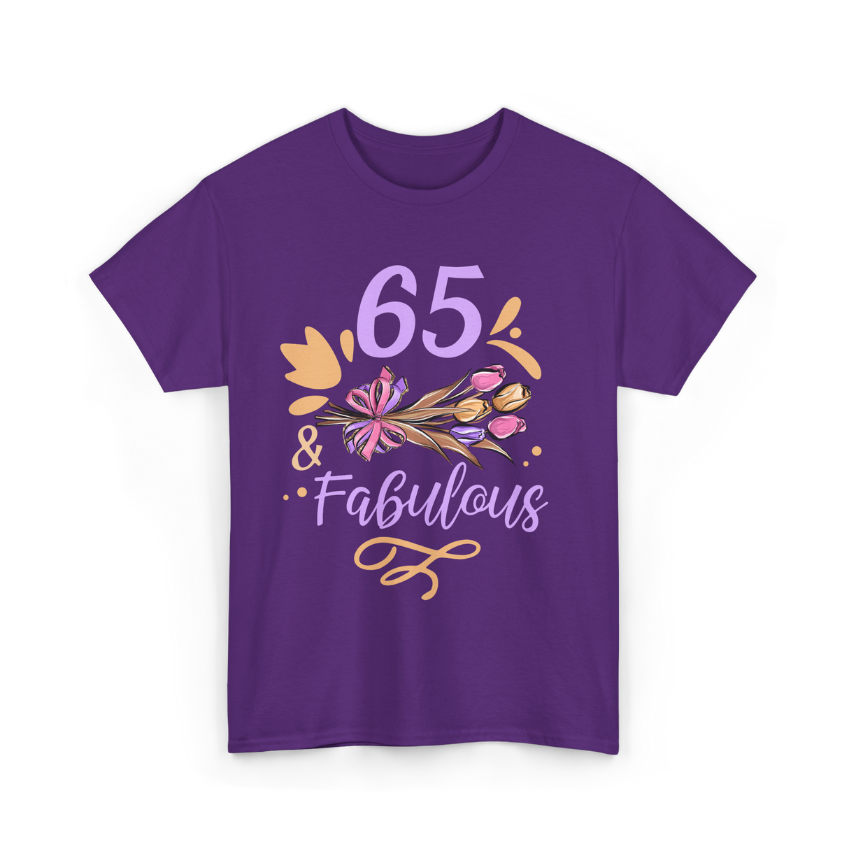 65 And Fabulous Birthday Celebration T-Shirt - Purple