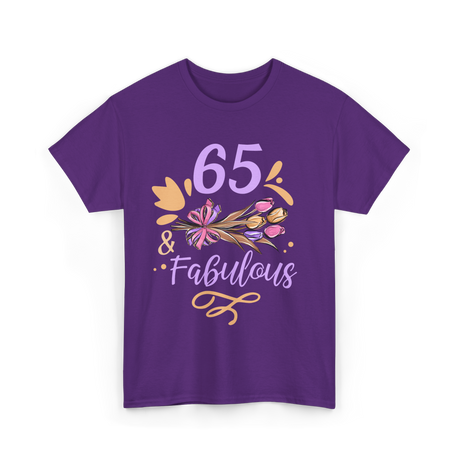 65 And Fabulous Birthday Celebration T-Shirt - Purple