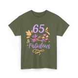 65 And Fabulous Birthday Celebration T-Shirt - Military Green