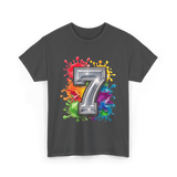 7th Birthday Colorful Splash Party T-Shirt - Dark Heather