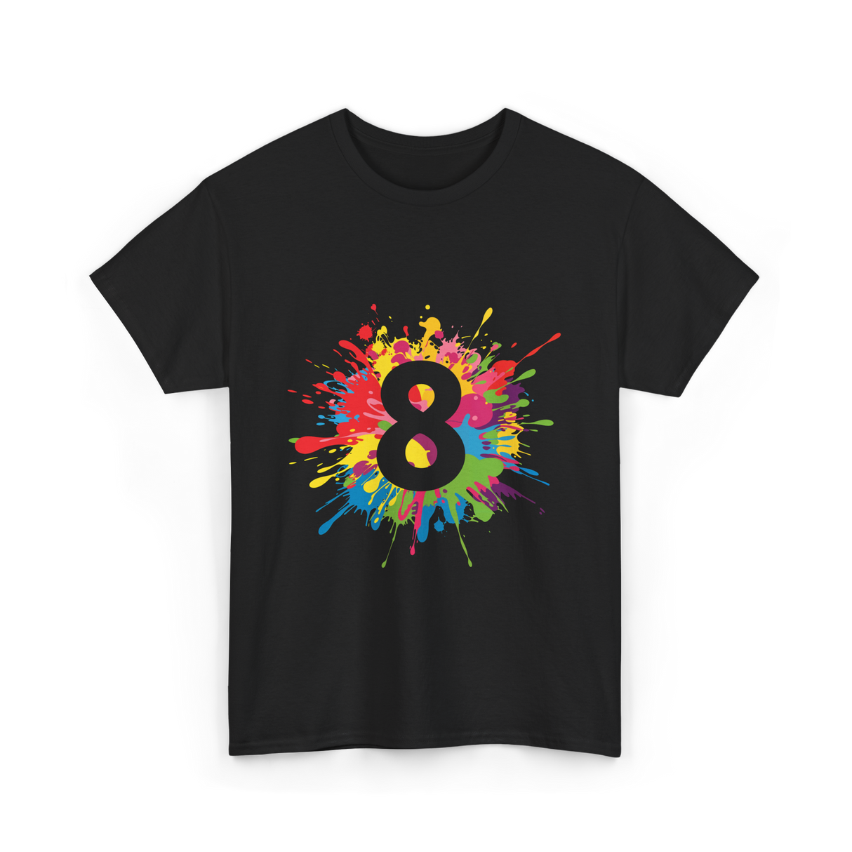 8 Colorful Splash Art Eight T-Shirt - Black