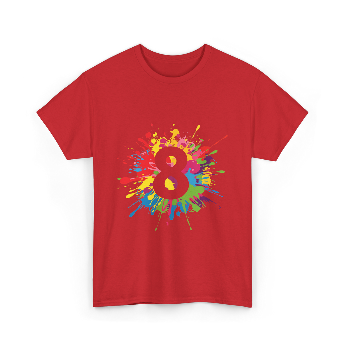 8 Colorful Splash Art Eight T-Shirt - Red