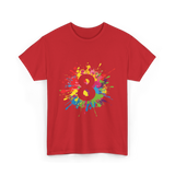 8 Colorful Splash Art Eight T-Shirt - Red