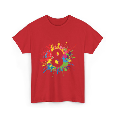 8 Colorful Splash Art Eight T-Shirt - Red