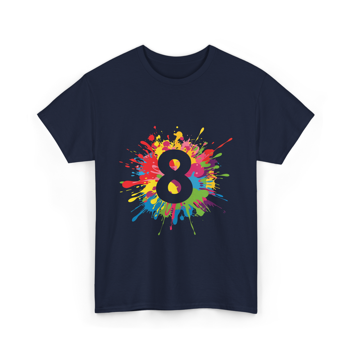 8 Colorful Splash Art Eight T-Shirt - Navy