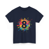 8 Colorful Splash Art Eight T-Shirt - Navy