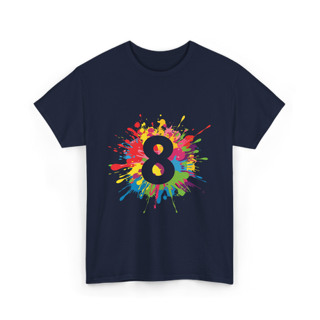 8 Colorful Splash Art Eight T-Shirt - Navy