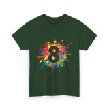 8 Colorful Splash Art Eight T-Shirt - Forest Green