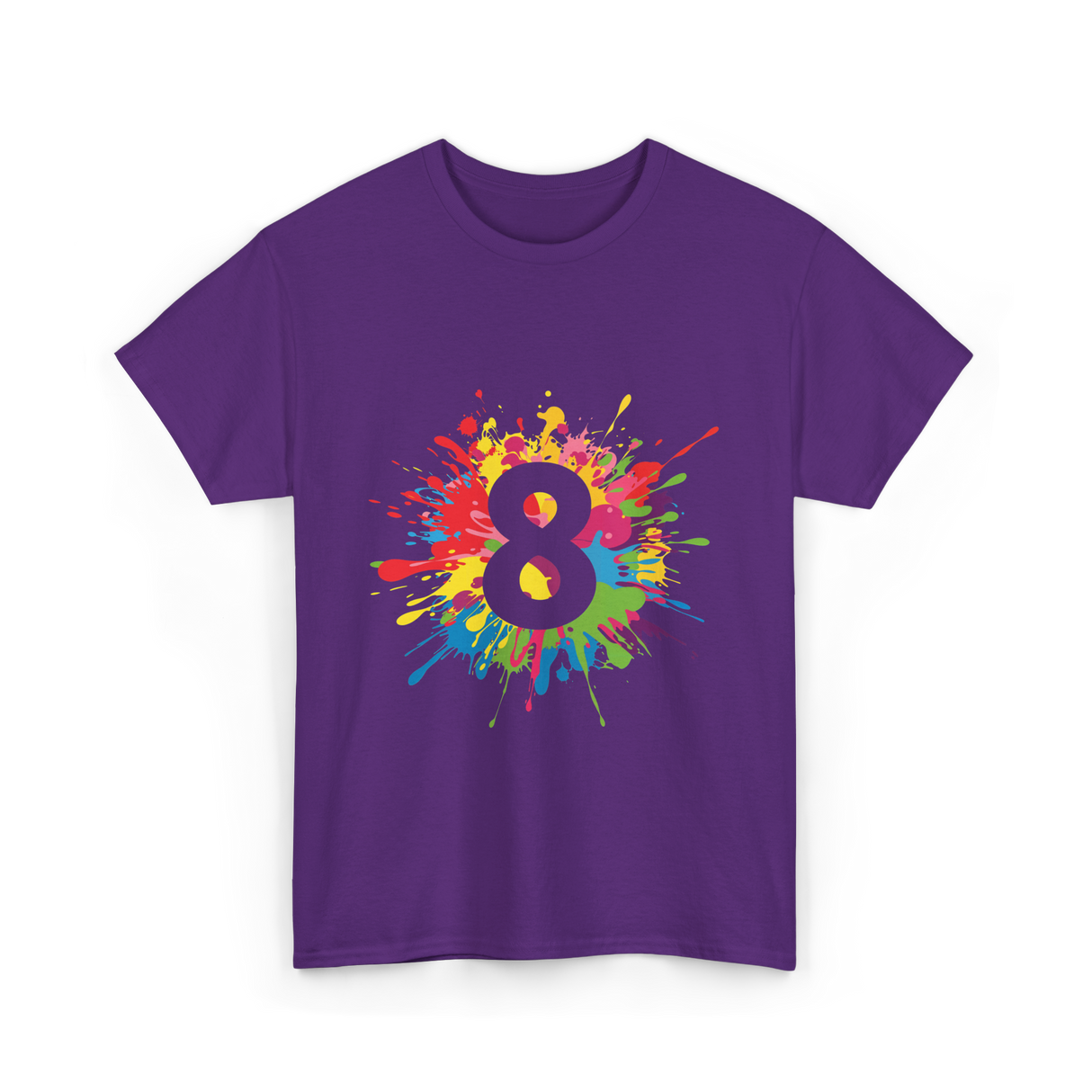 8 Colorful Splash Art Eight T-Shirt - Purple