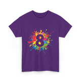 8 Colorful Splash Art Eight T-Shirt - Purple