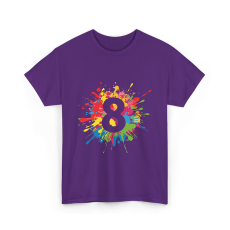 8 Colorful Splash Art Eight T-Shirt - Purple